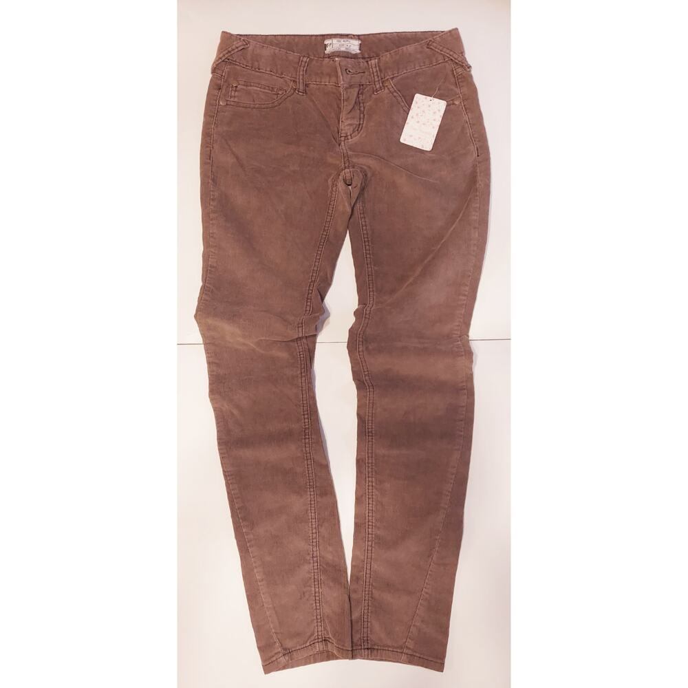 NWT Free People Skinny Pants Corduroy Mushroom Sz 27 Rare Hard To Find Color
